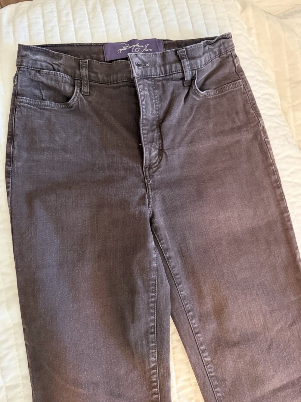 NYDJ Womens Straight Leg Jeans Brown Plum Stretch Denim Size 8